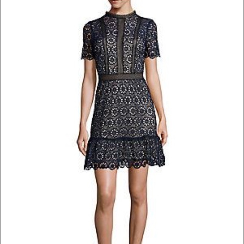 Lord and Taylor Navy Lace Dress